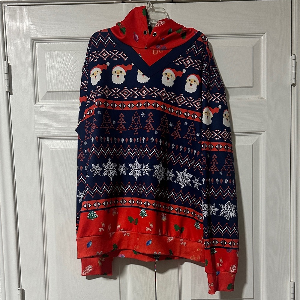 Festive Red and Blue Christmas Sweater